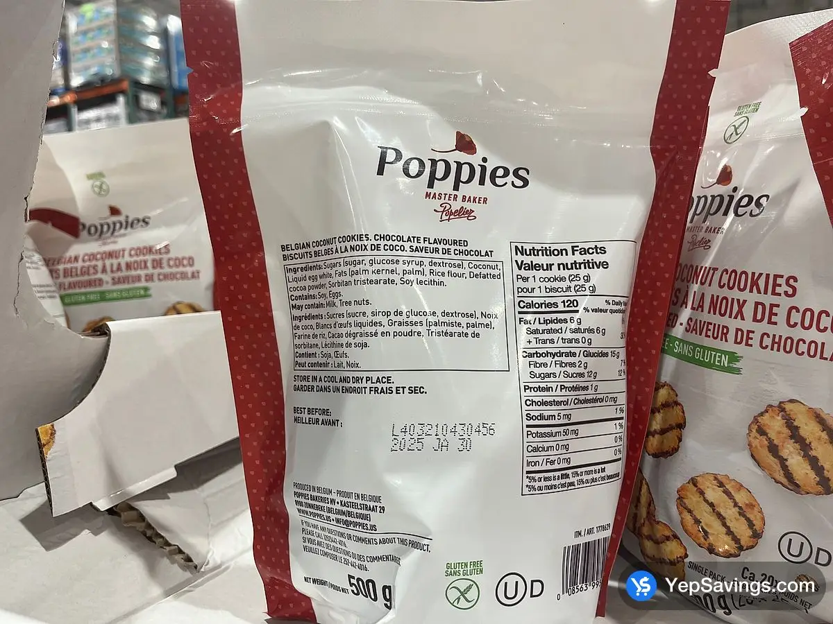 Costco POPPIES COCONUT COOKIES 500 g - Canada (ITM 1778629)