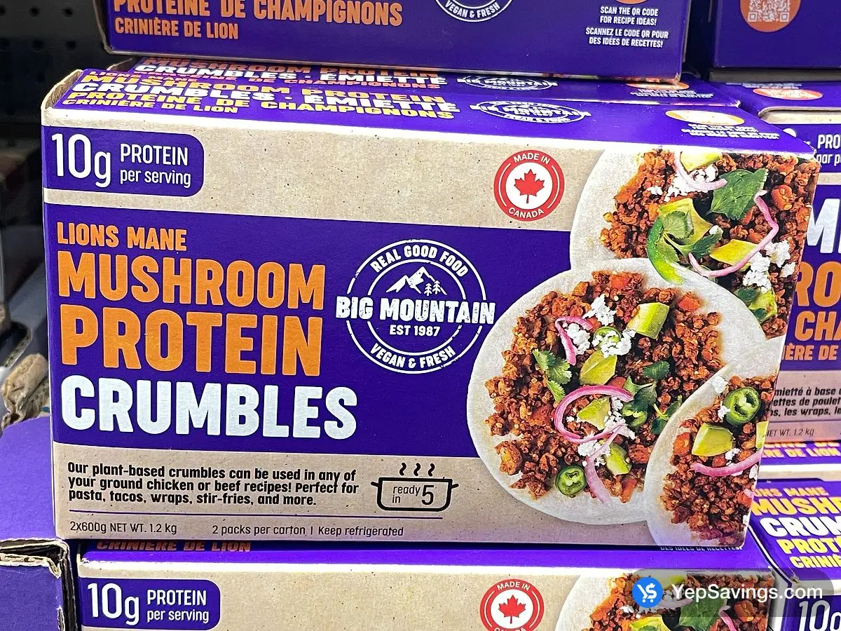 Costco BIG MOUNTAIN FOODS LIONS MANE MUSHROOM CRUMBLES 2 X 600G - Canada (ITM 1921251)