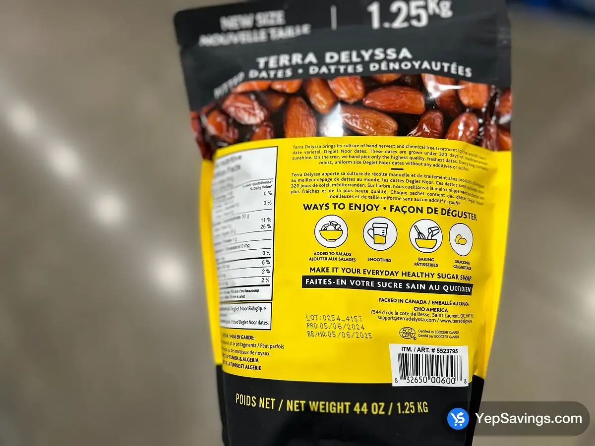 TERRA DELYSSA ORGANIC DATES 1.25 kg ITM 5523795 at Costco