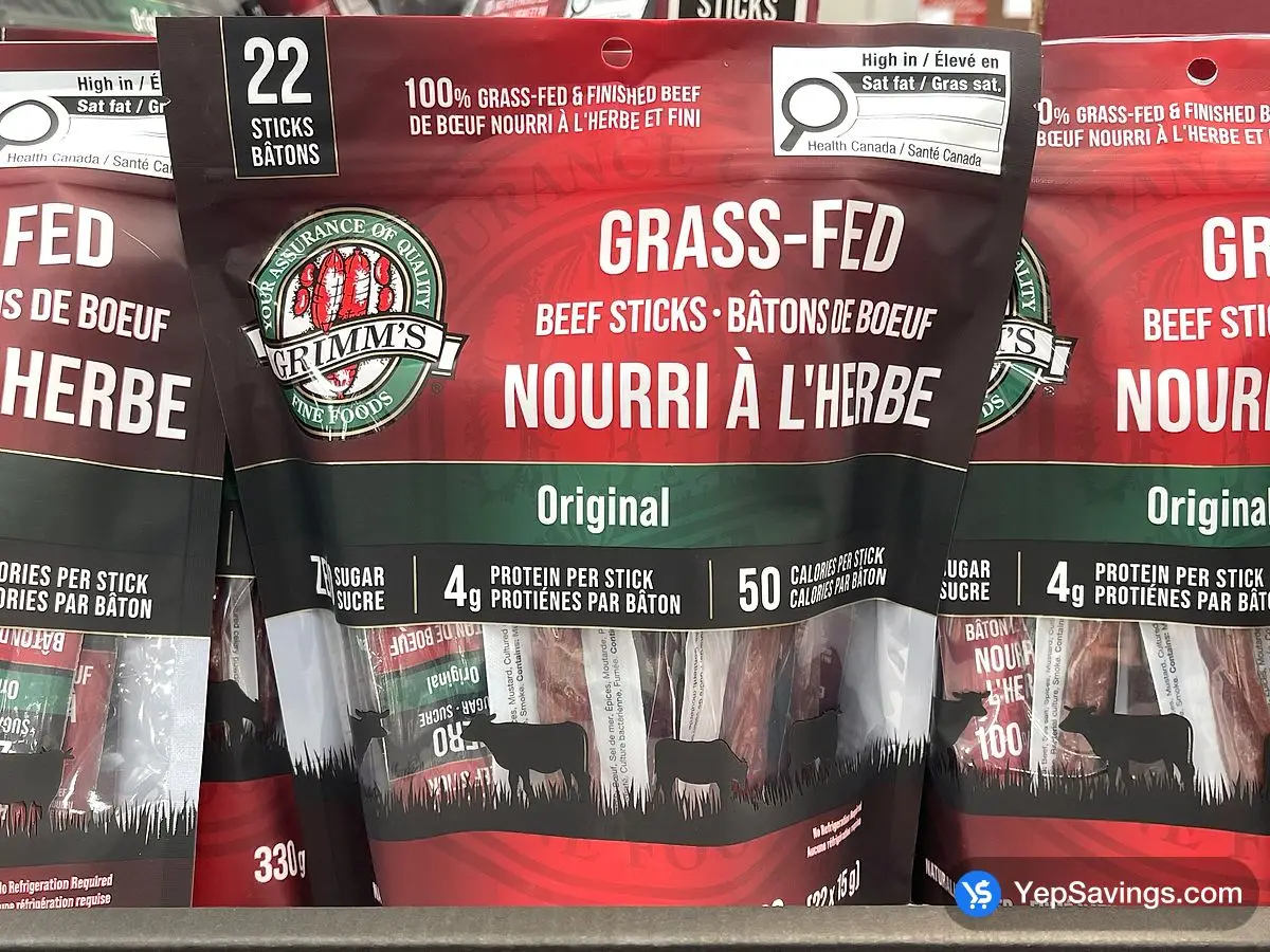 Costco GRIMMS GRASS FED BEEF STICKS 22x15g - Canada (ITM 1944573)
