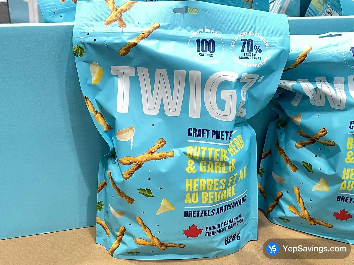 Costco TWIGZ BUTTERY HERB AND GARLIC PRETZELS 628 g - Canada (ITM 1847427)