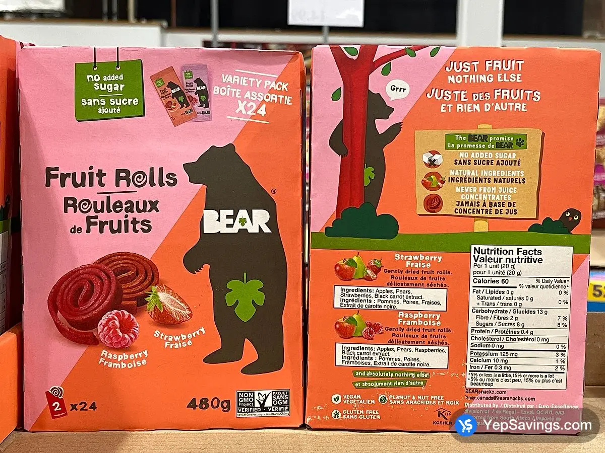 Costco BEAR FRUIT ROLLS 24 x 20 g - Canada (ITM 1841872)