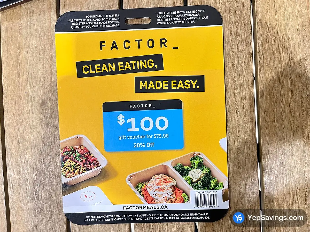 Costco FACTOR MEALS GIFT CARD 1 x $100 - Canada (ITM 1801867)