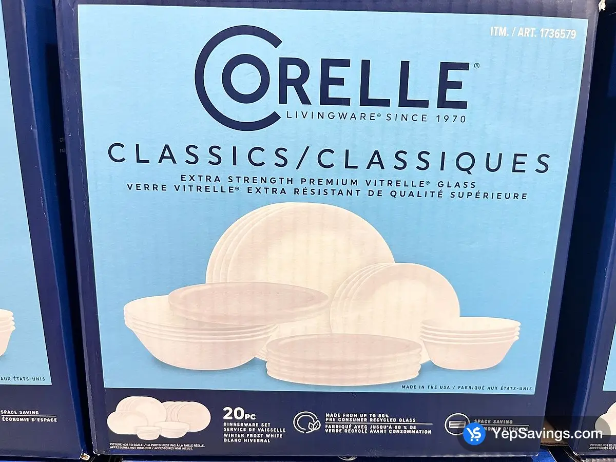 Costco CORELLE CLASSIC GLASS DINNERWARE SET 20 PIECES - Canada (ITM 1736579)