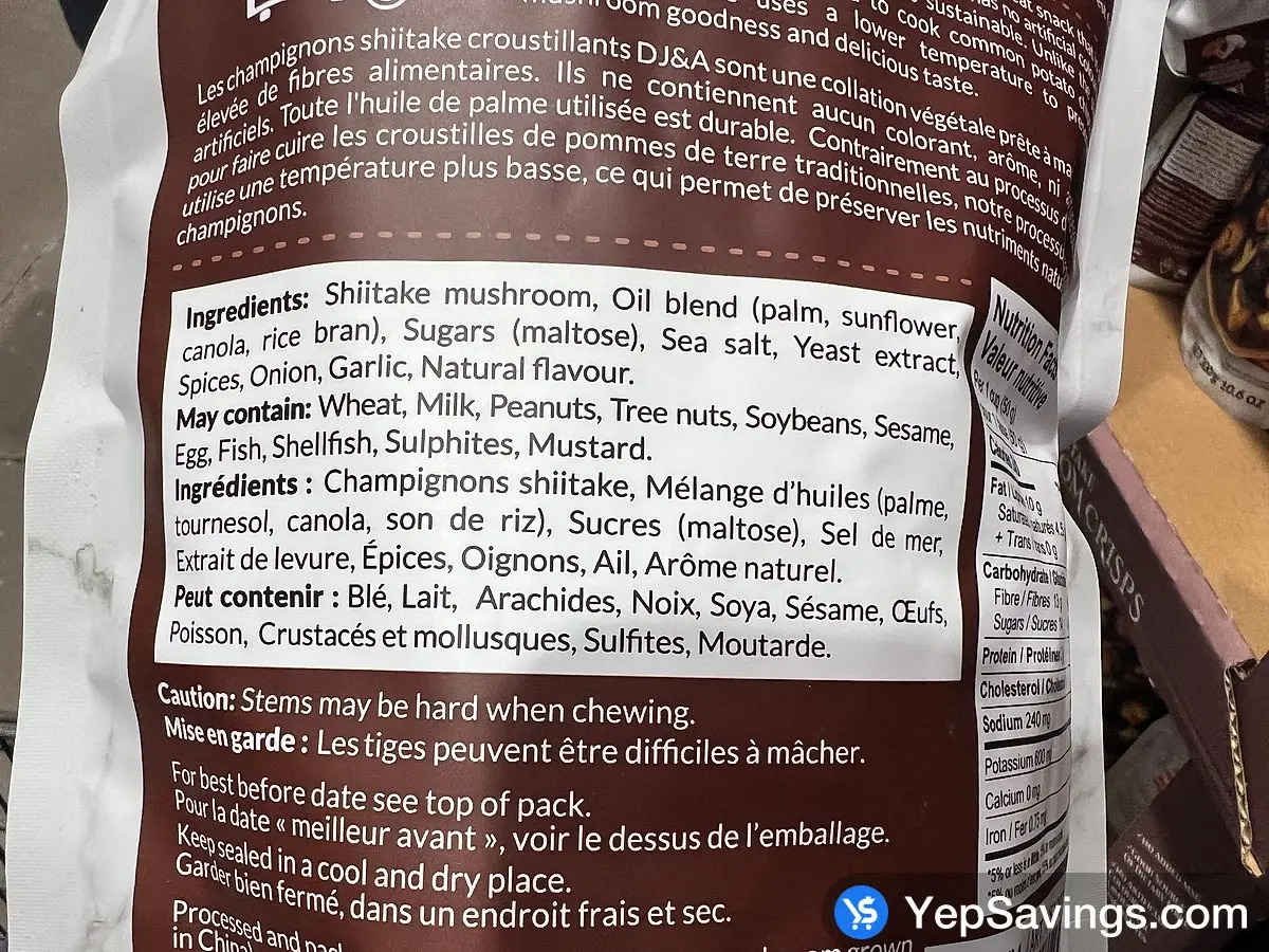 DJ&A SHITAKE MUSHROOM CRISPS 300 g ITM 1351997 at Costco