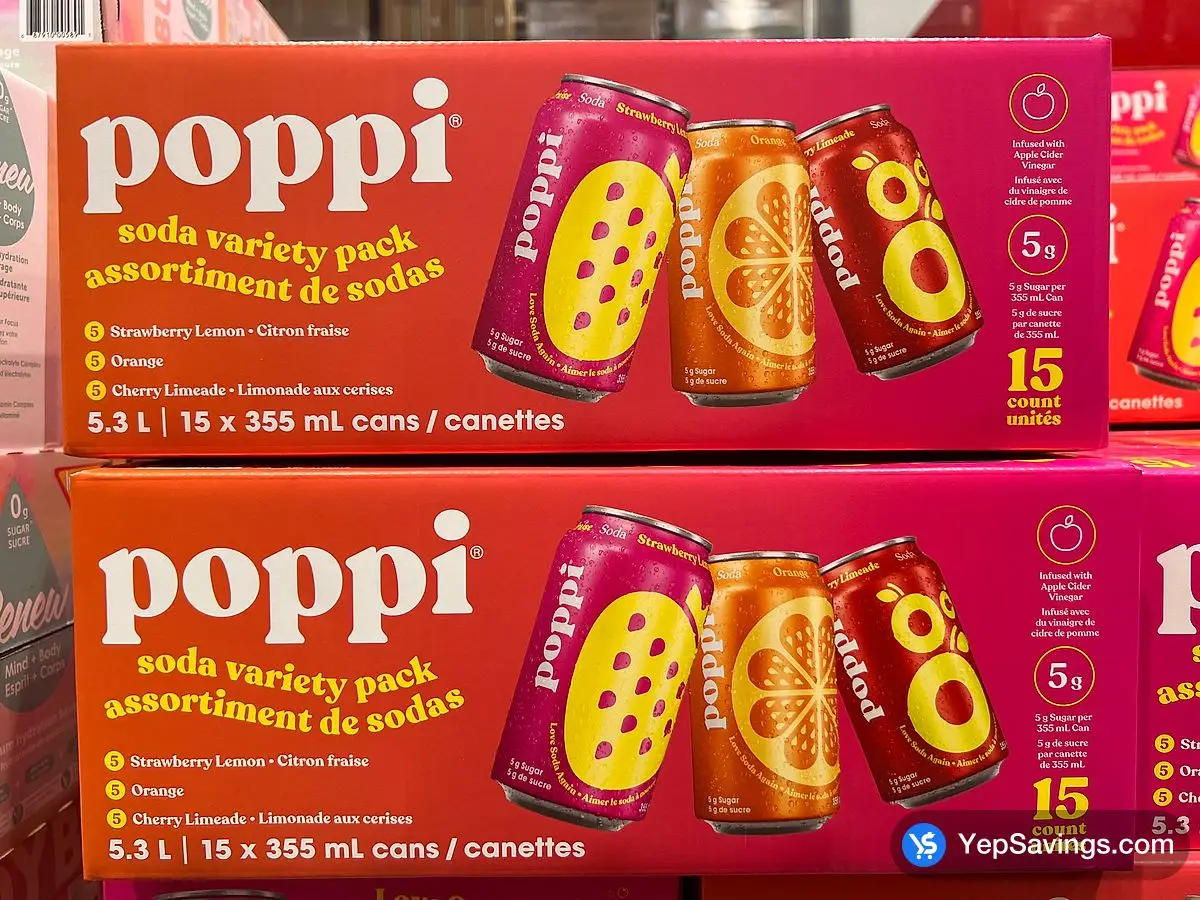 Costco POPPI SODA VARIETY PACK 15 x 355 mL - Canada (ITM 1839396)