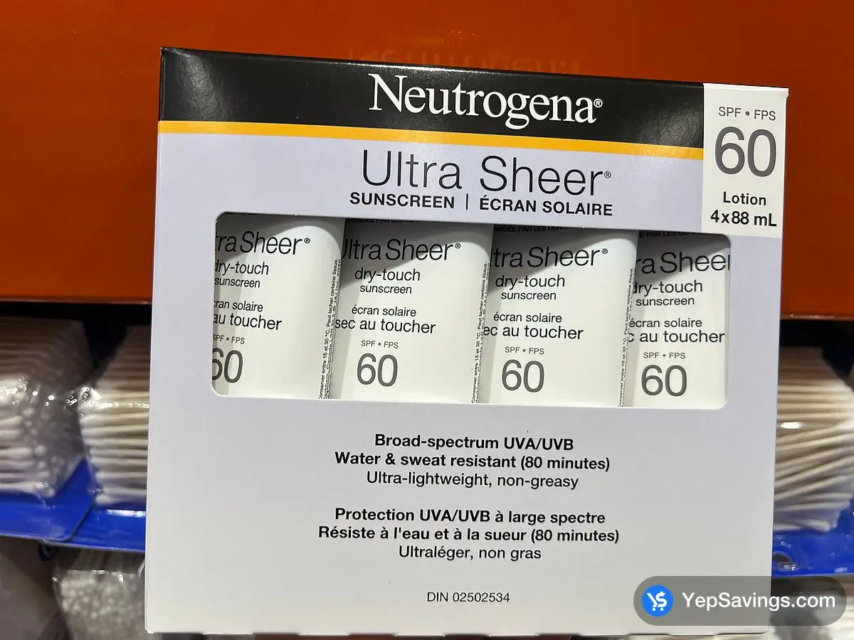 NEUTROGENA ULTRA SHEER SPF 60 OXY-FREE 4 X 88 ml ITM 1456632 at Costco