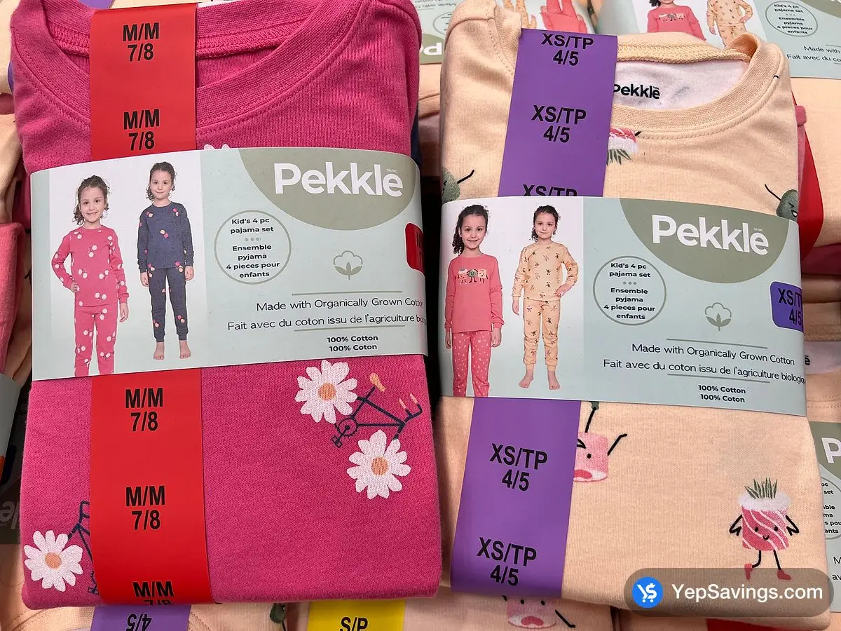 Costco PEKKLE 4PC ORGANIC COTTON PJ KIDS SIZES 2 / 3-10 / 12 - Canada (ITM 1008250)