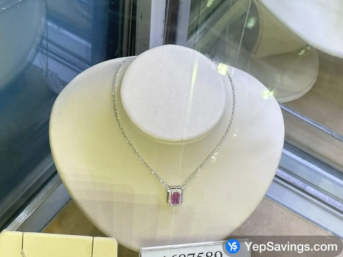 14KT WHITE GOLD PINK SAPPHIRE AND DIAMOND PENDANT 0.08CTW IVS2 ITM 1687589 at Costco