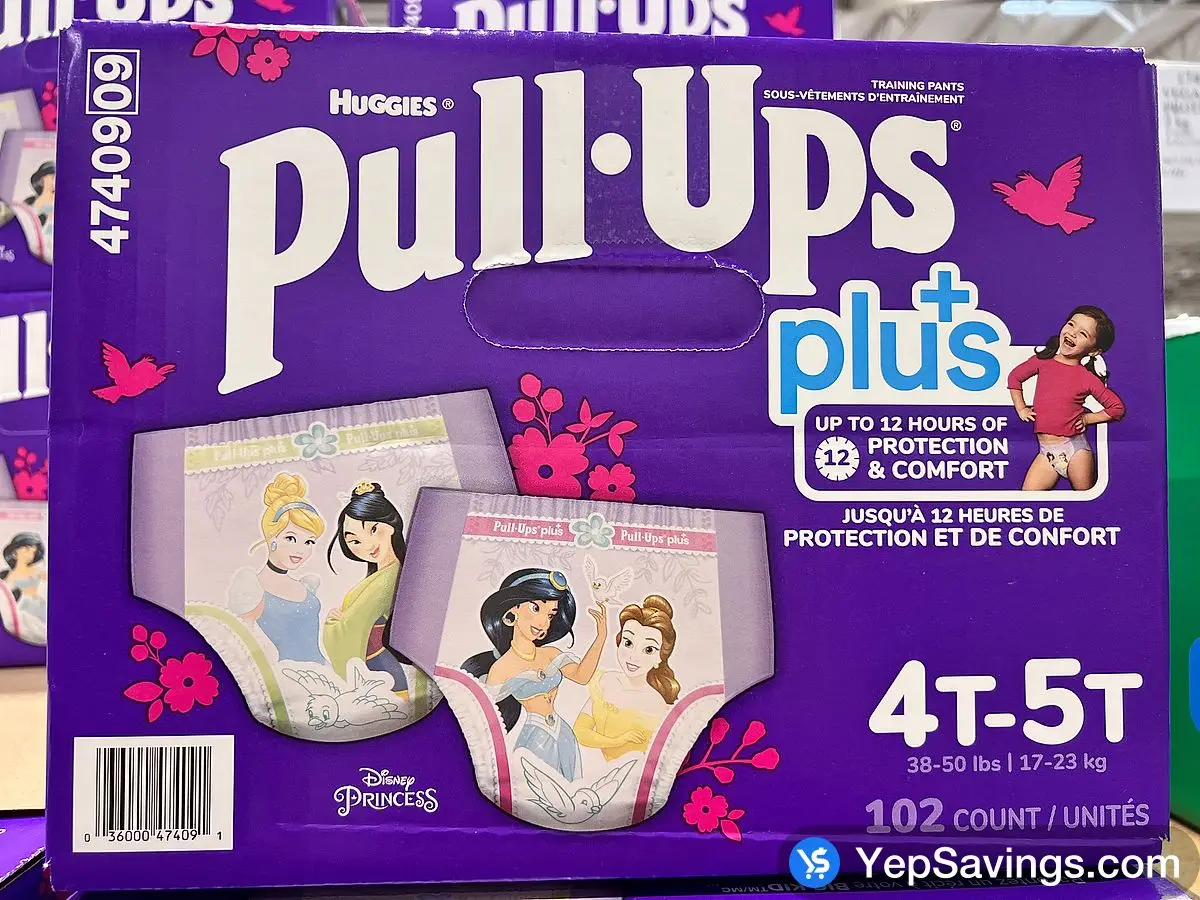 Huggies Pull-Ups Plus Training Pants 4T to 5T Girl, 102-pack 