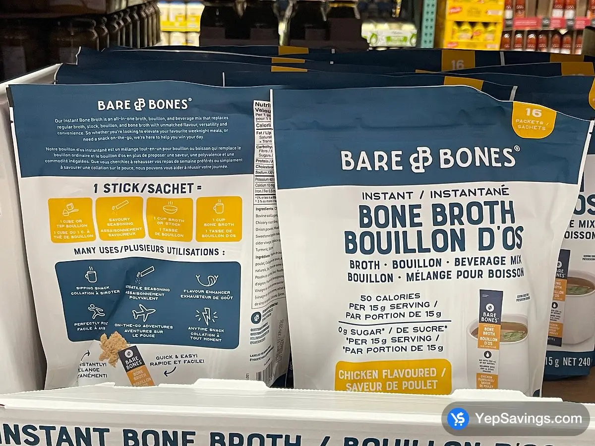 Costco BARE BONES CHICKEN BONE BROTH 16 x 15 g - Canada (ITM 2699282)