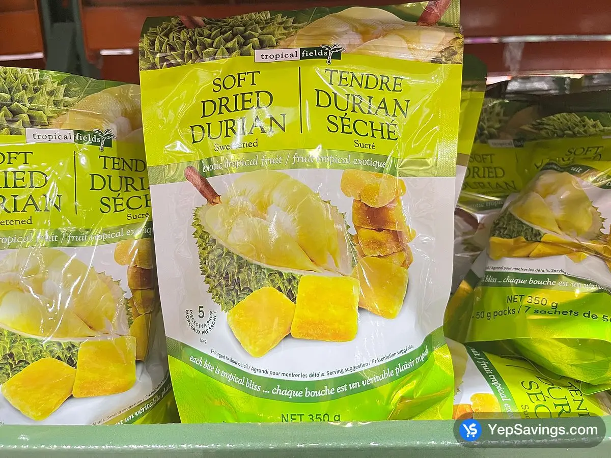 Costco TROPICAL FIELDS SOFT DRIED DURIAN 350 g - Canada (ITM 1798199)