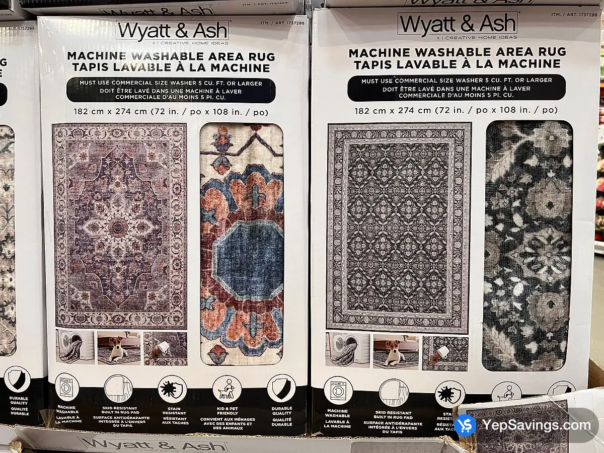 Costco WYATT & ASH WASHABLE AREA RUG 6' X 9' - Canada (ITM 1737288)