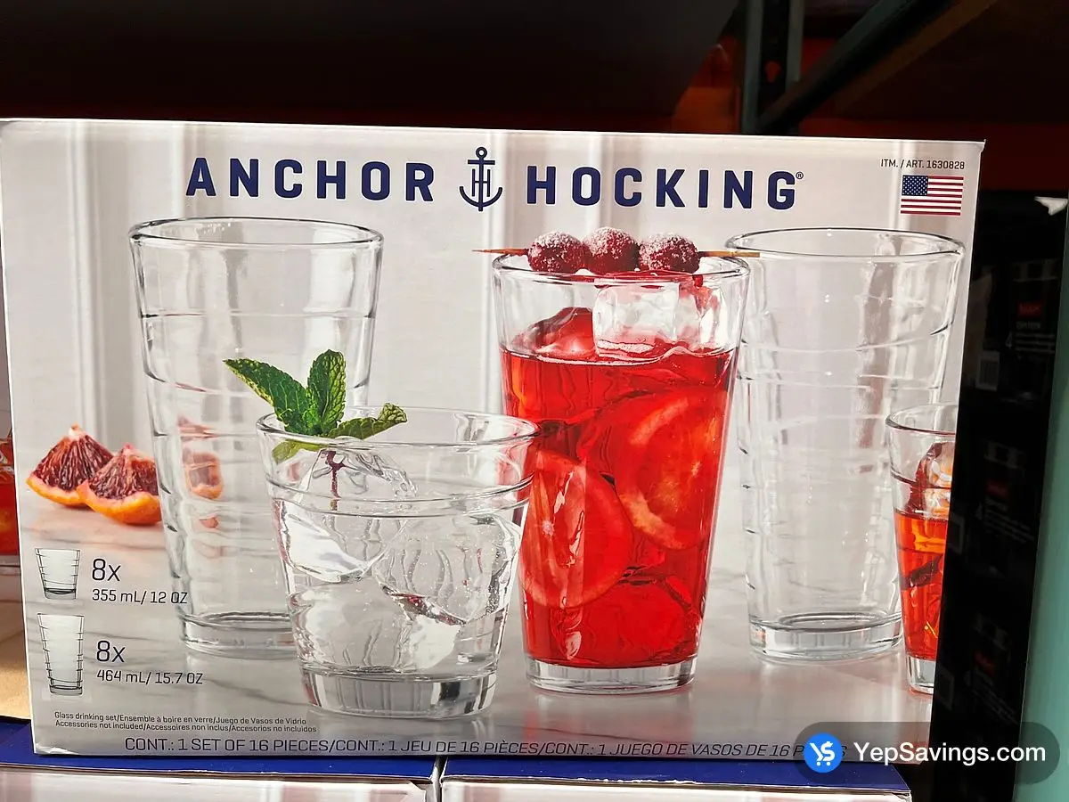 Costco ANCHOR HOCKING DRINKWARE SET 16 PIECES - Canada (ITM 1630828)