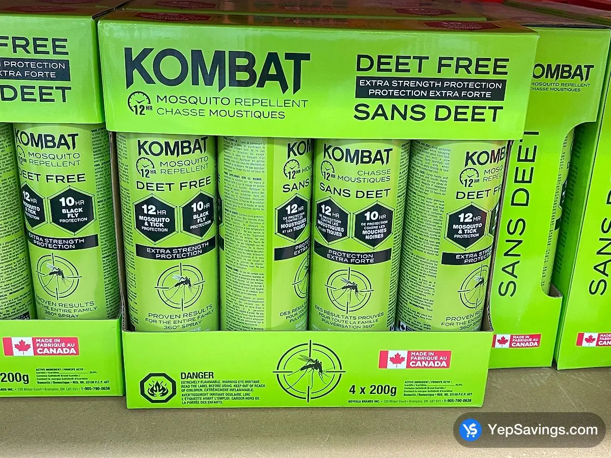 Costco KOMBAT DEET FREE REPELLENT 4 x 200 g - Canada (ITM 1773975)