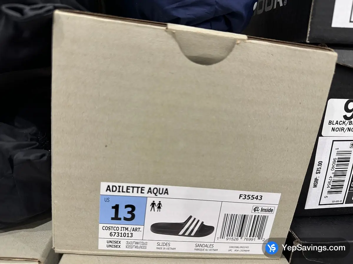 Costco ADIDAS ADILETTE SLIDE + MENS SIZES : 7-13 - Canada (ITM 6731008)
