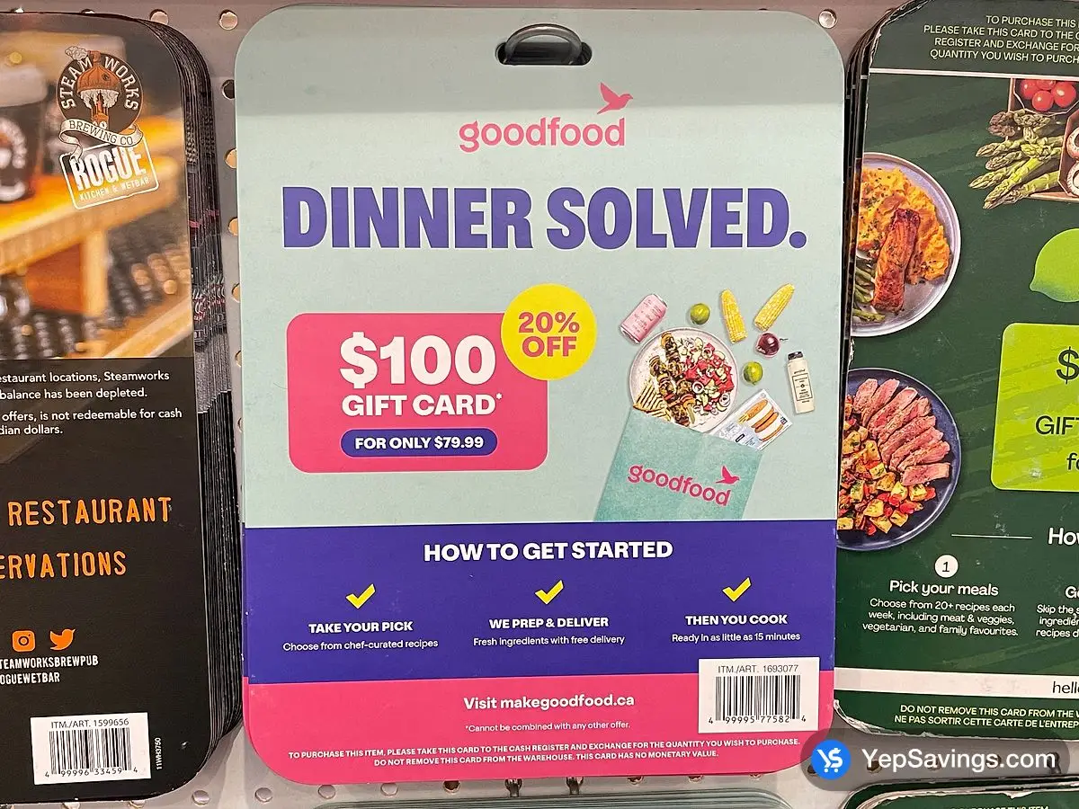 Costco GOODFOOD GIFT CARD 1 x $100 - Canada (ITM 1693077)