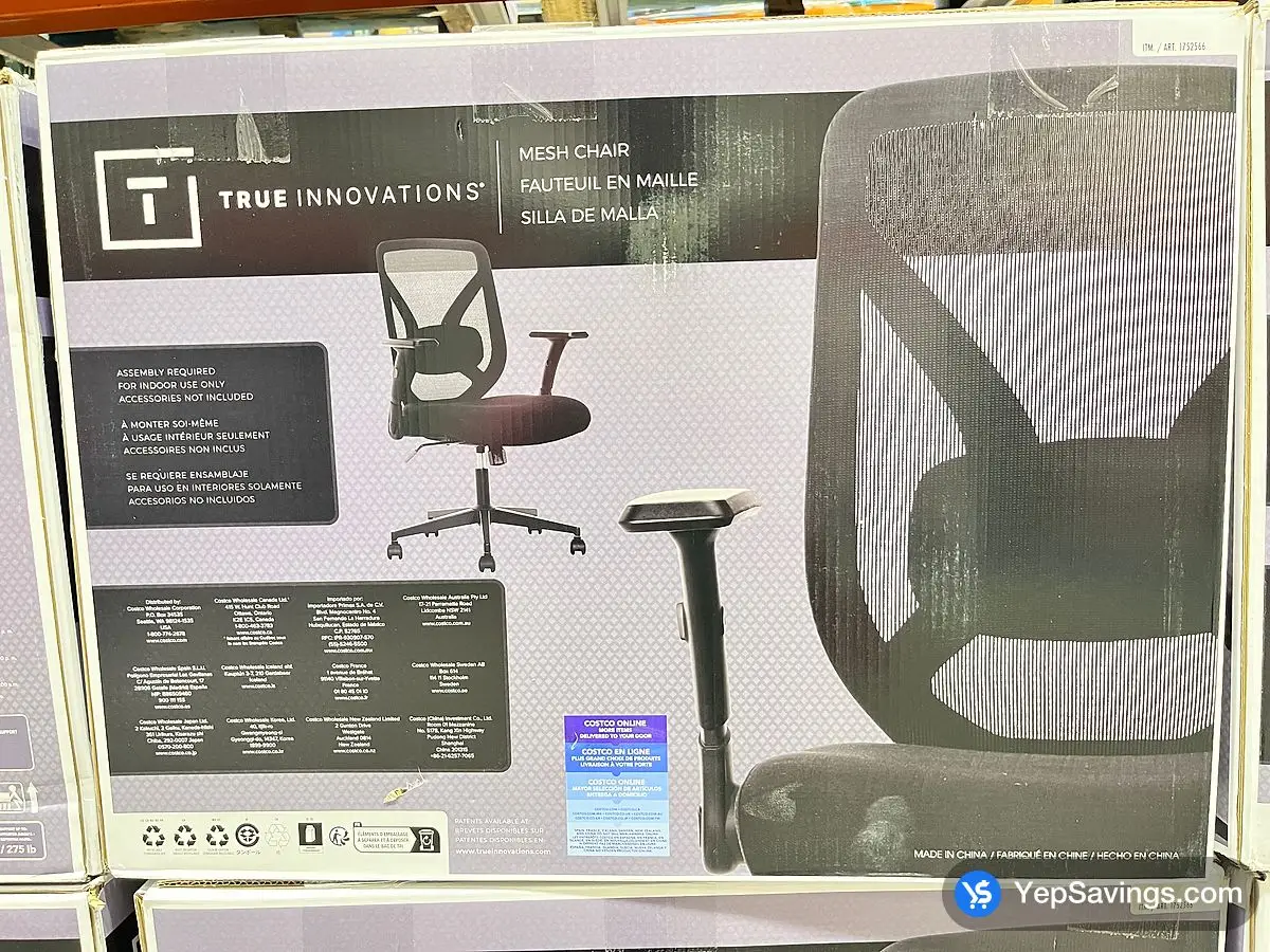 Costco TRUE INNOVATIONS MESH CHAIR ADJUSTABLE HEIGHT - Canada (ITM 1752566)