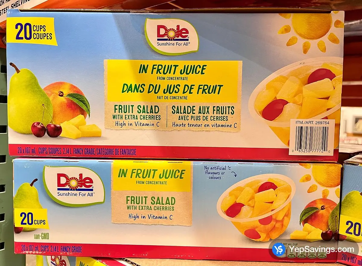 Costco DOLE FRUIT SALAD W CHERRIES 20 x 107 mL - Canada (ITM 269764)