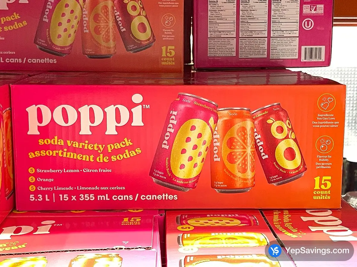 Costco POPPI SODA VARIETY 15 x 355 mL - Canada (ITM 1884437)