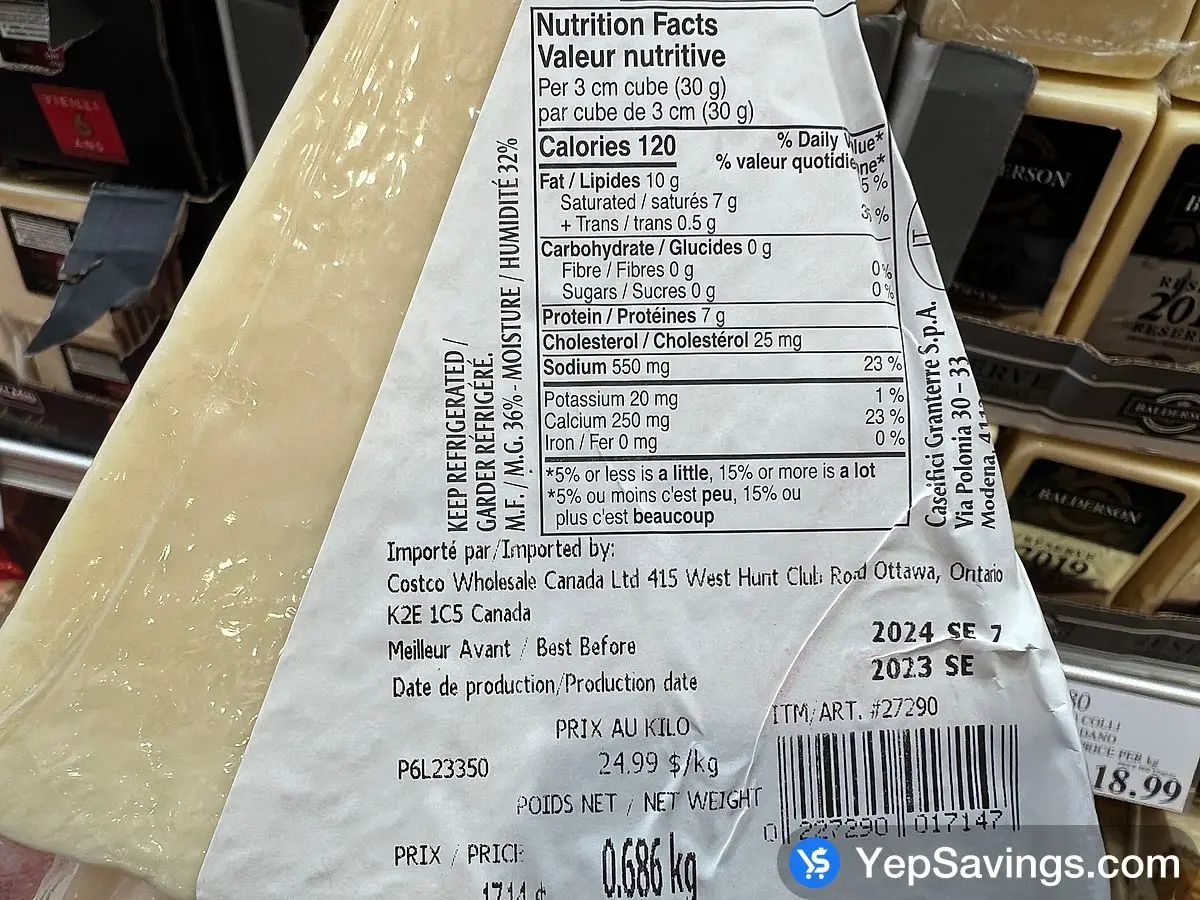 Costco QUATTRO COLLI PECORINO ROMANO 5 MONTH PRICE PER KG - Canada (ITM 27290)