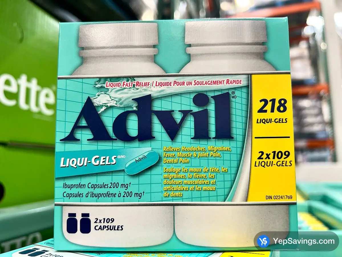 ADVIL 2 X 109 LG IBUPROFEN 200MG 2 X 109 LIQUI-GELS ITM 4677940 at Costco